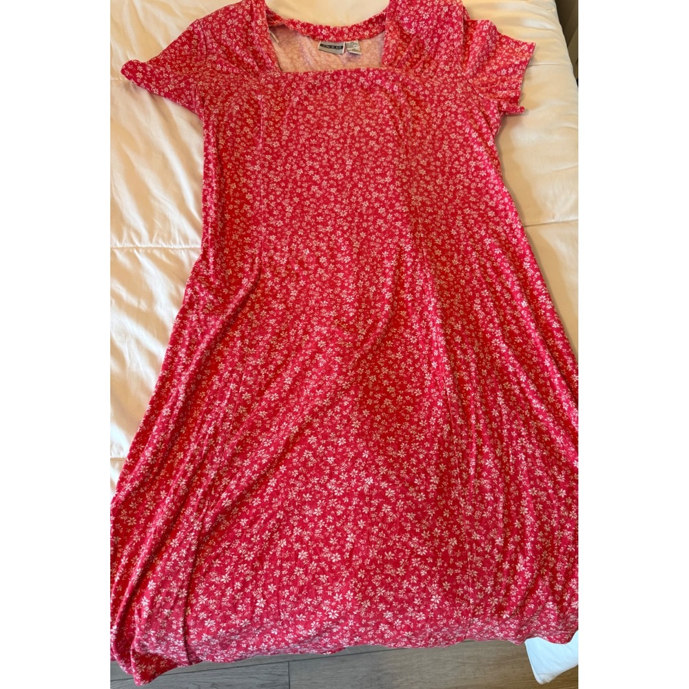 Joni Blair Red Floral Ditsy Print Square Neck Midi Dress with Corset Back 24